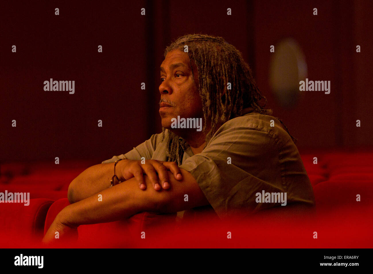 Turin, Italy, 30th May 2015. Jazz composer James Newton listens to the rehearsal of his composition  St Matthew Passion. The composition was an original production for Torino Jazz Festival Stock Photo