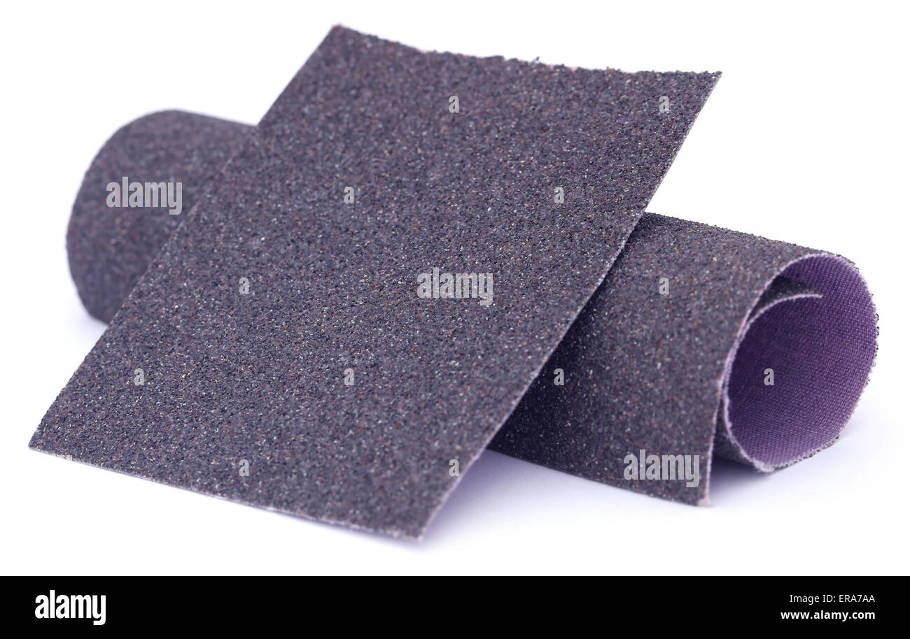 Sand paper roll and sheet over white background Stock Photo Alamy