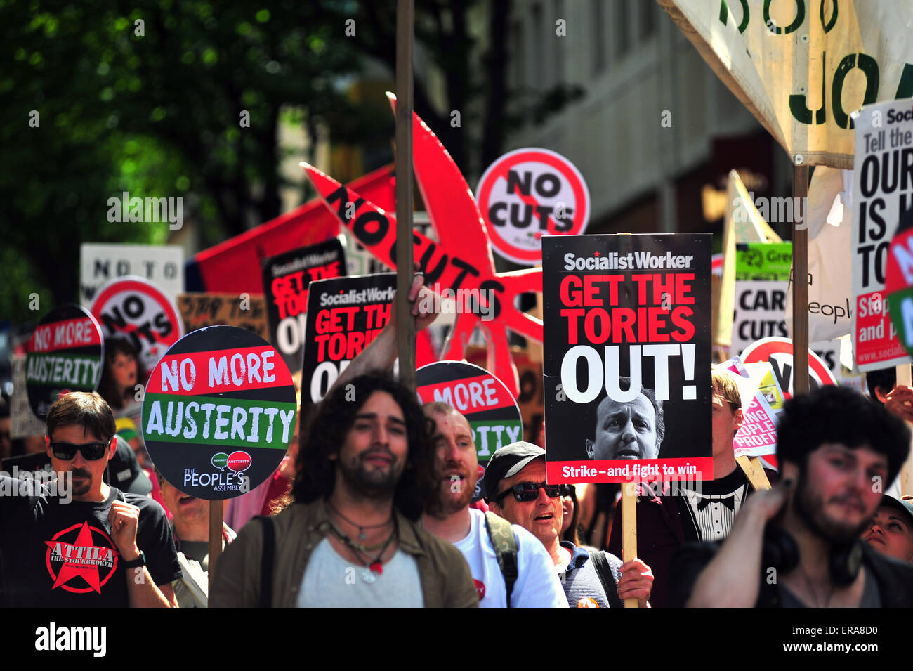 Bristol, UK. 30th June 2015 Hundreds protest in Bristol against austerity after the newly elected Conservative government announced plans for further welfare cuts in the recent Queen’s speech. Earlier in May over a thousand protesters had marched through Bristol to demonstrate against the Conservative government’s planned £12billion of welfare cuts. Credit:  Jonny White/Alamy Live News Stock Photo