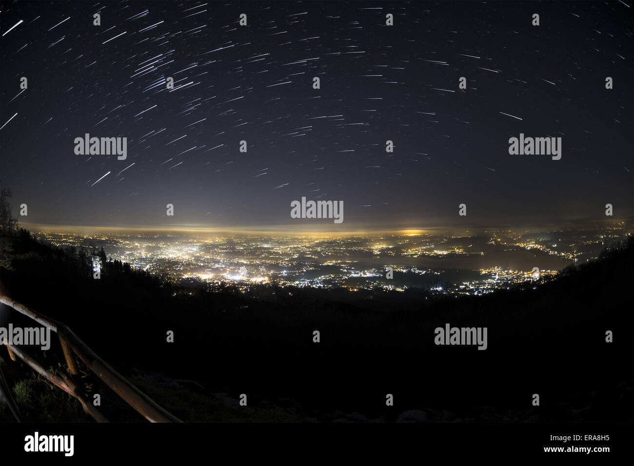 Varese, night landscape and light pollution- Lombardy, Italy Stock Photo