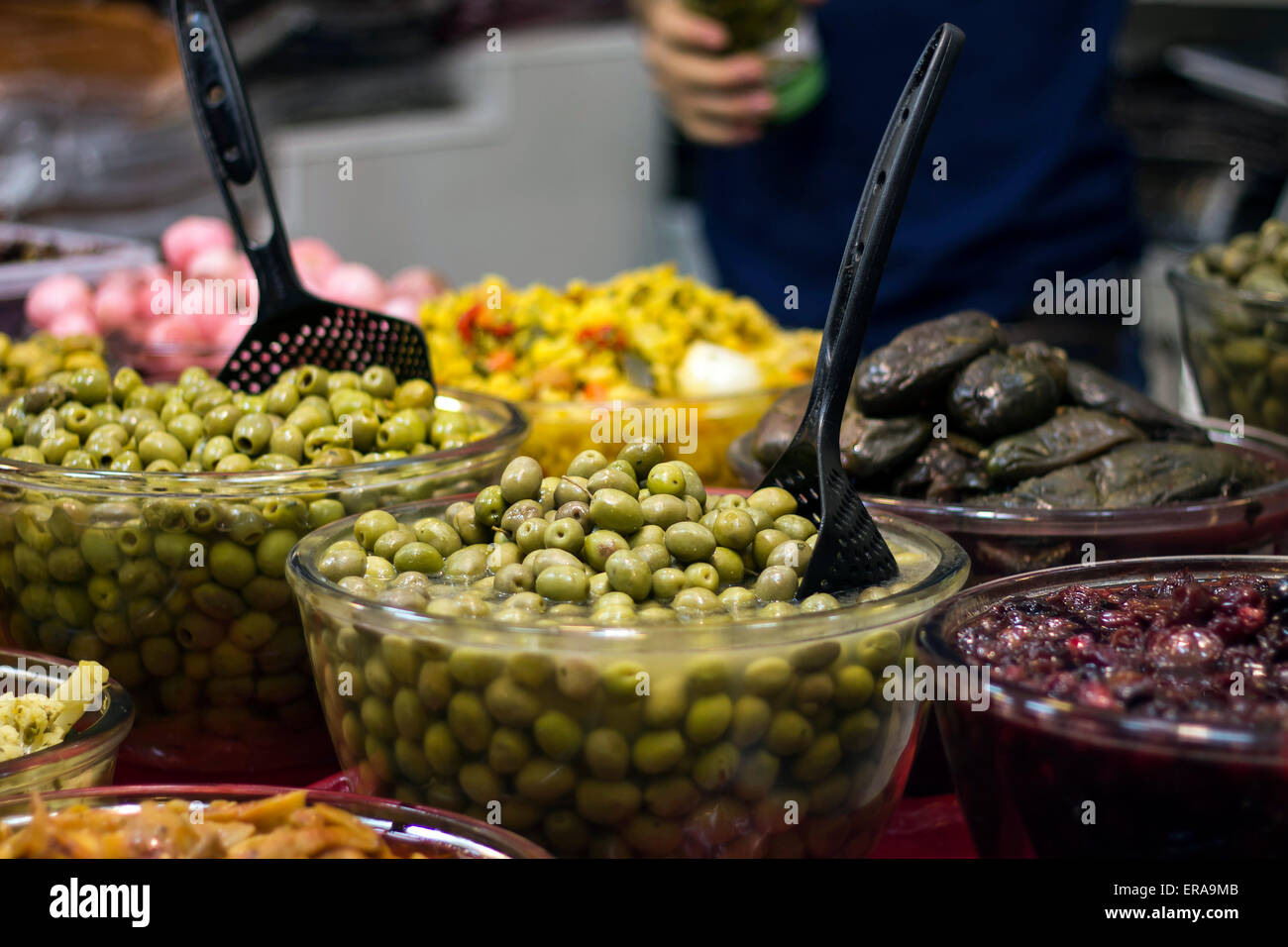 Green olive market Stock Photo Alamy