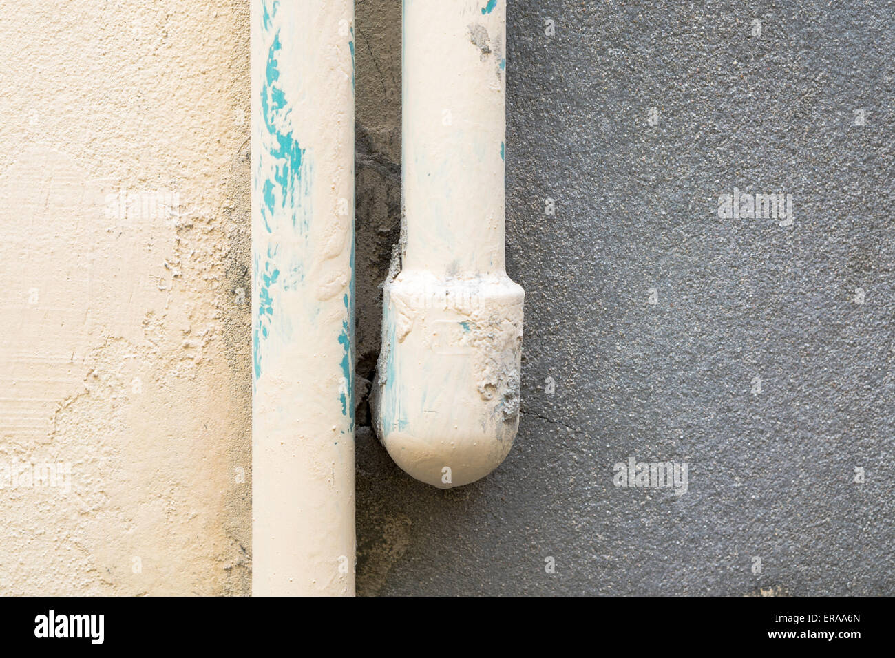 Painted external water pipes closeup Stock Photo