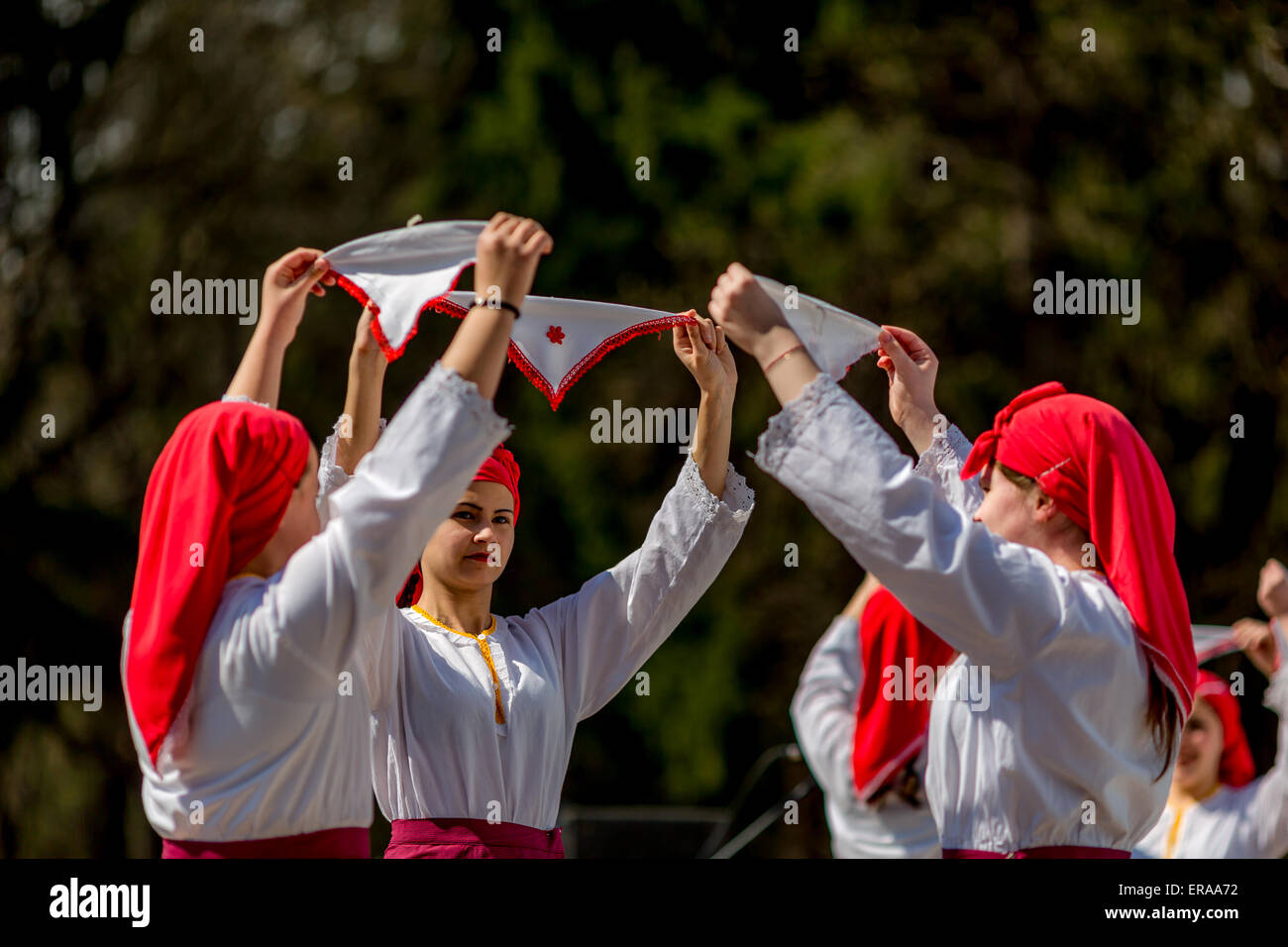 Female Bulgarian Folklore Dancers During The Traditional Folklore Festival 1000 National