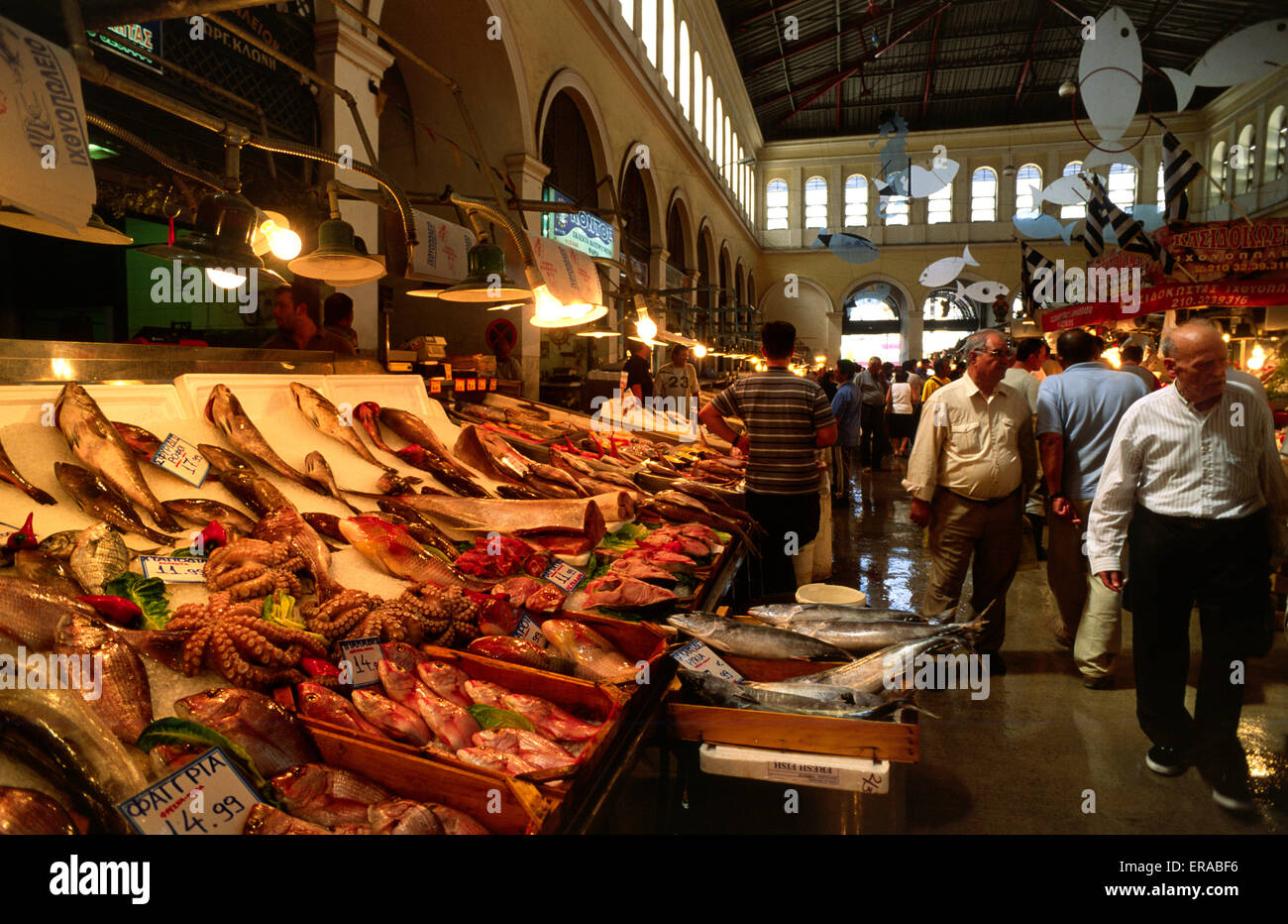 greece, athens, central market, fresh fish Stock Photo Alamy