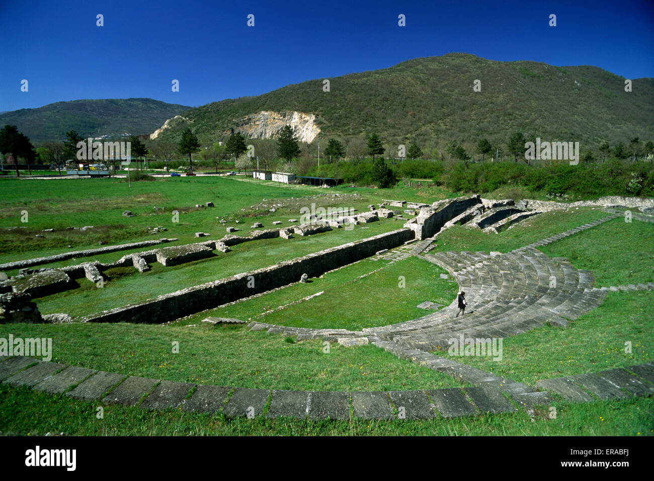 Italy, Abruzzo, Amiternum, ancient roman theatre Stock Photo