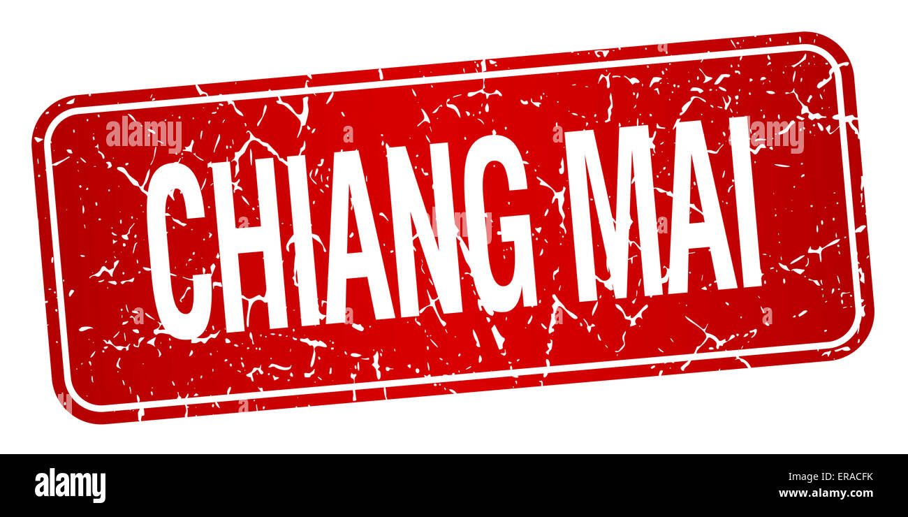 Chiang mai red stamp isolated on white background Stock Photo - Alamy