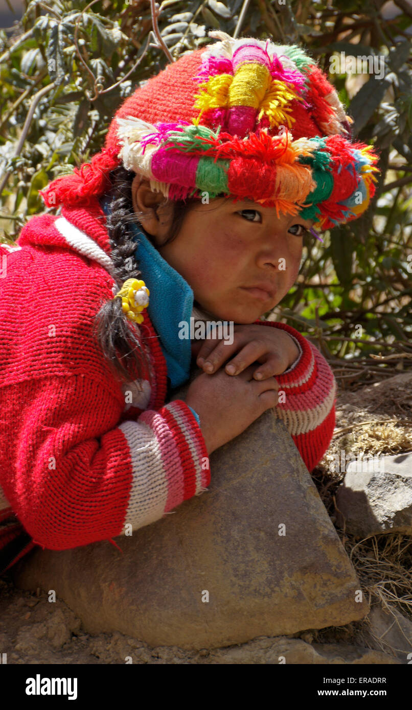 Young Quechua girl, Willoq, Urubamba Valley, Peru Stock Photo