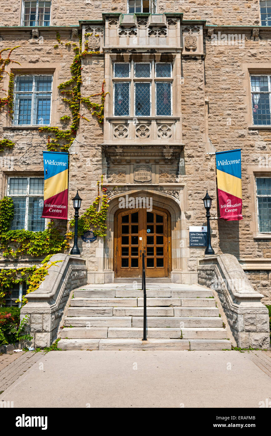 KINGSTON, CANADA - AUGUST 2, 2014: Entrance to Welcome Center in Students Memorial Union building on Queen's university campus i Stock Photo