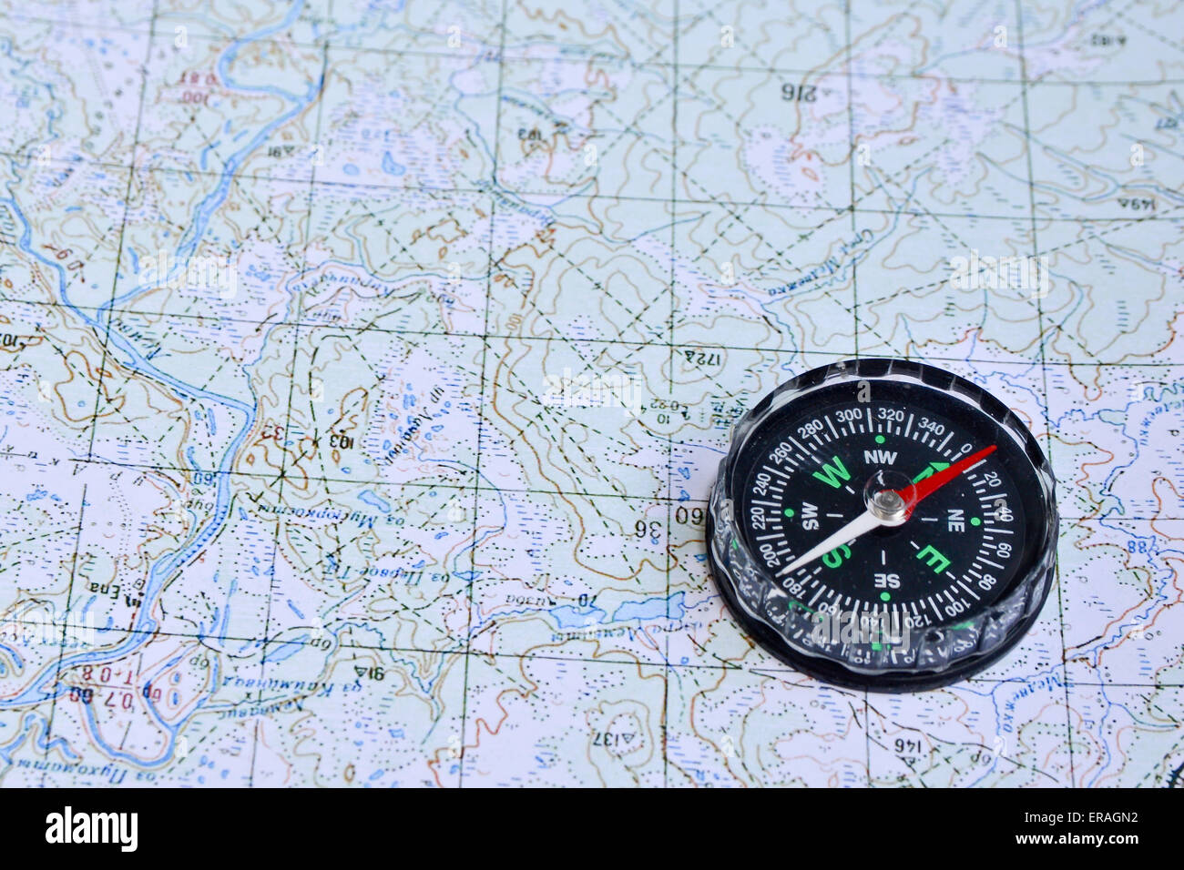 Navigation equipment for orienteering. compass and topographic