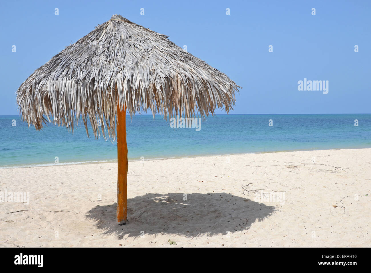 thatched umbrella shade on tropical beach Stock Photo Alamy