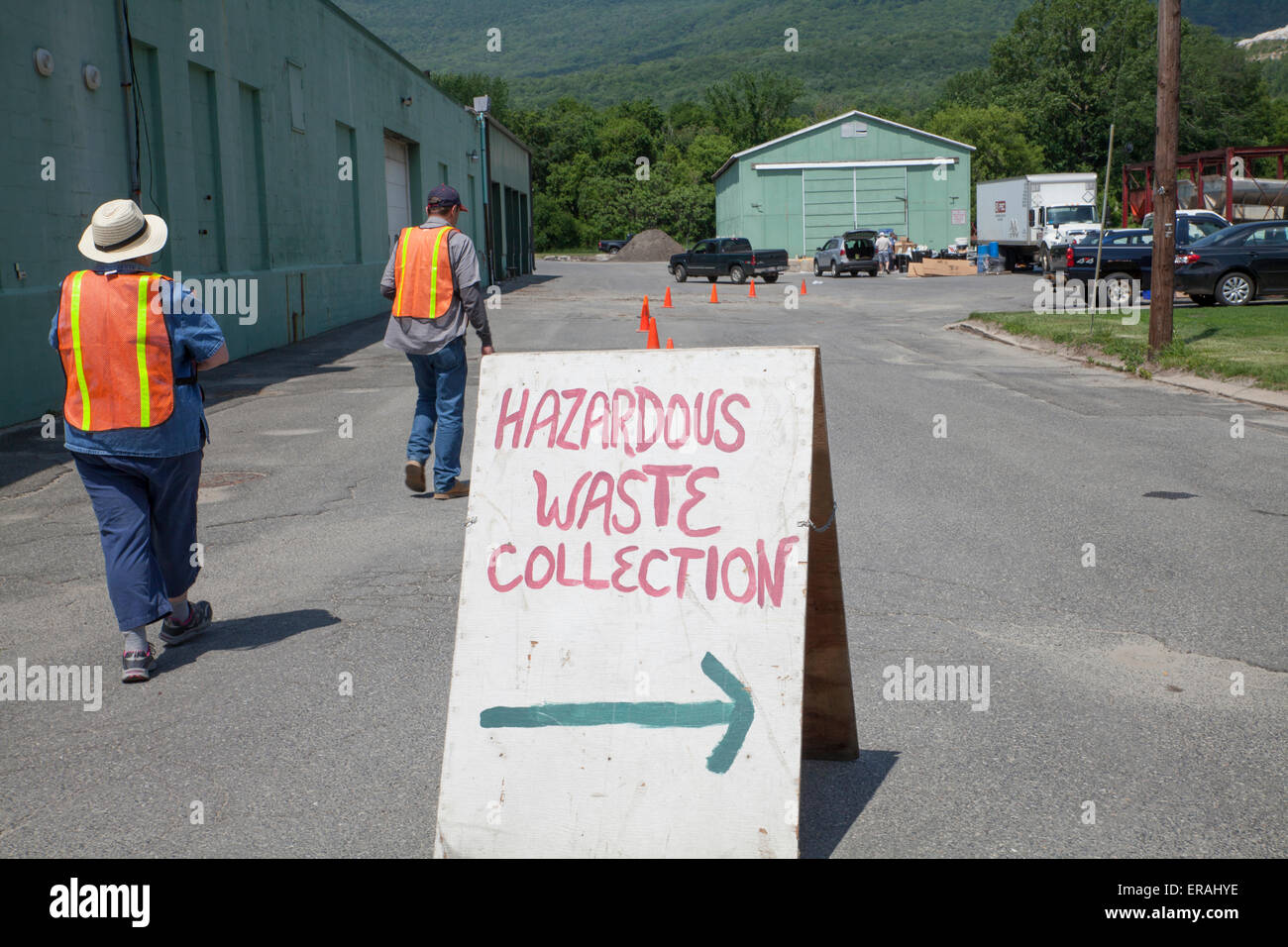 Workers at Hazardous Waste Collection Day in the small Massachusetts