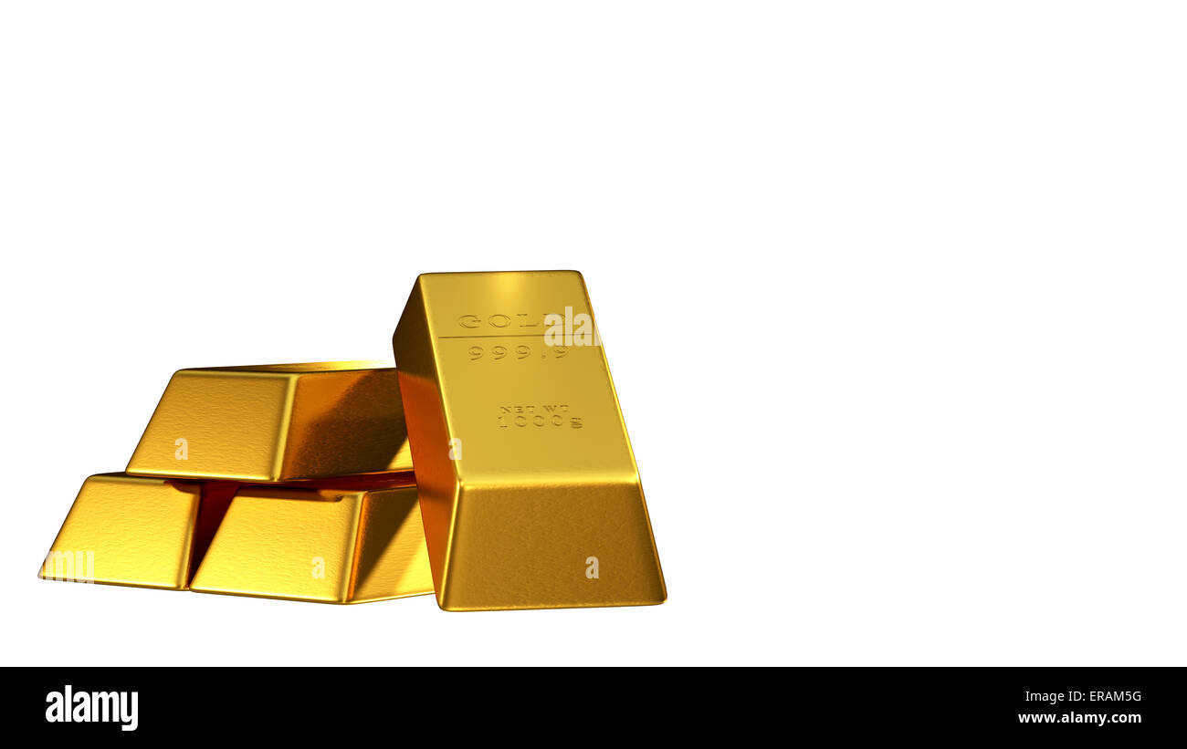 Set of gold bars isolated on white background Stock Photo - Alamy