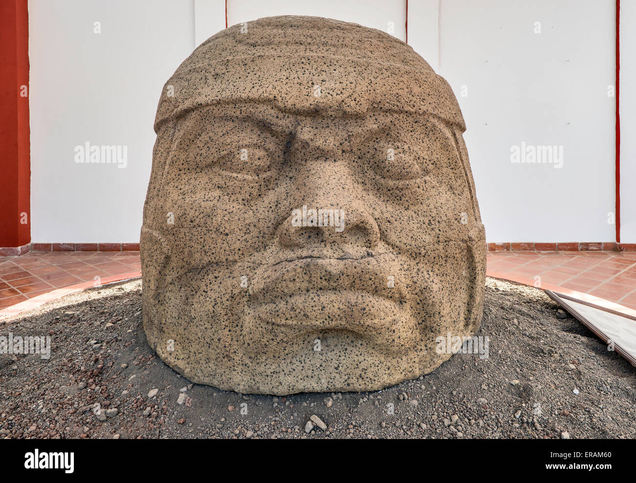 Olmec colossal head, Museo Regional Tuxteco in Santiago Tuxtla, Los Tuxtlas region, Veracruz state, Mexico Stock Photo
