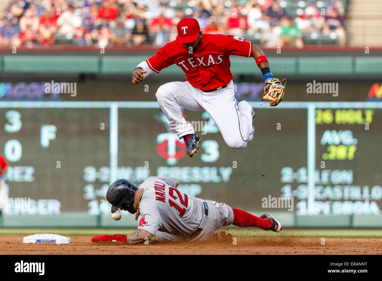 Texas Rangers' Mike Napoli breaks hits bat while grounding out during the  fourth inning during Game 3 of baseball's American League championship  series against the Detroit Tigers, Tuesday, Oct. 11, 2011, in