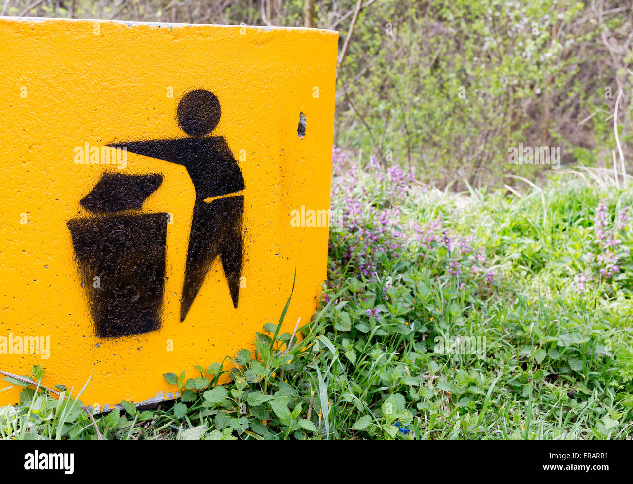 Concrete trash containers are installed near the road Stock Photo - Alamy