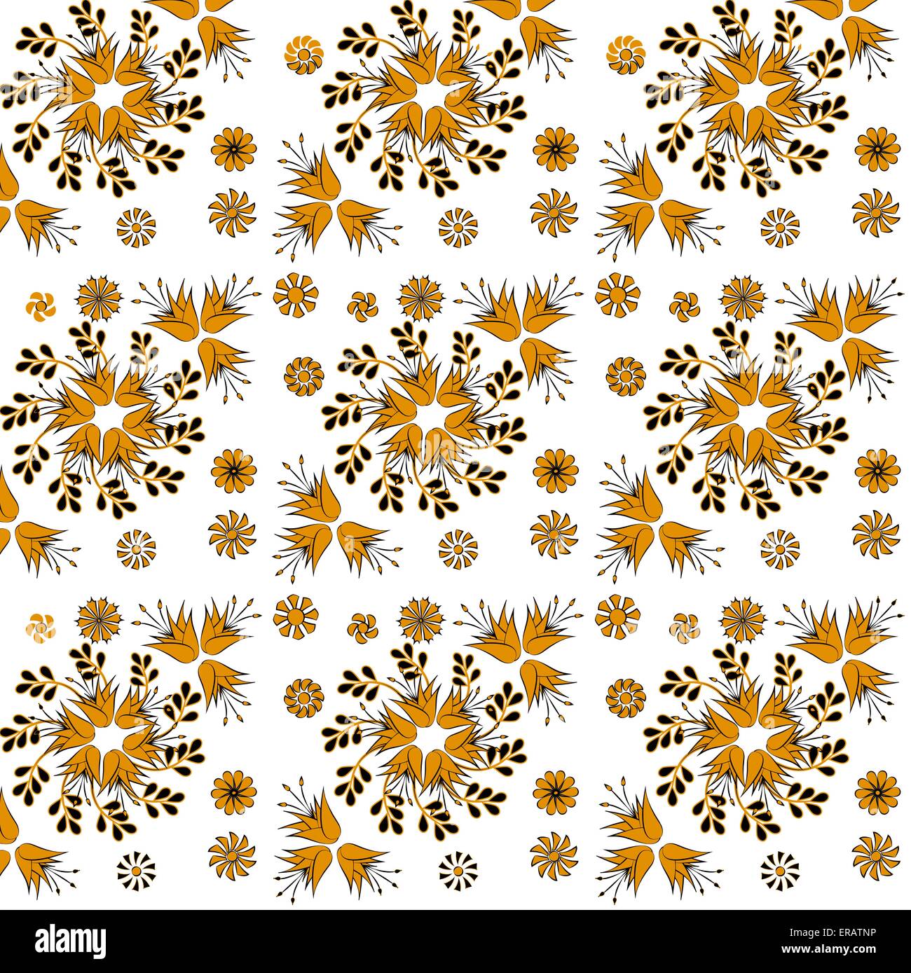 golden bell flowers on a white background,seamless Stock Vector Image