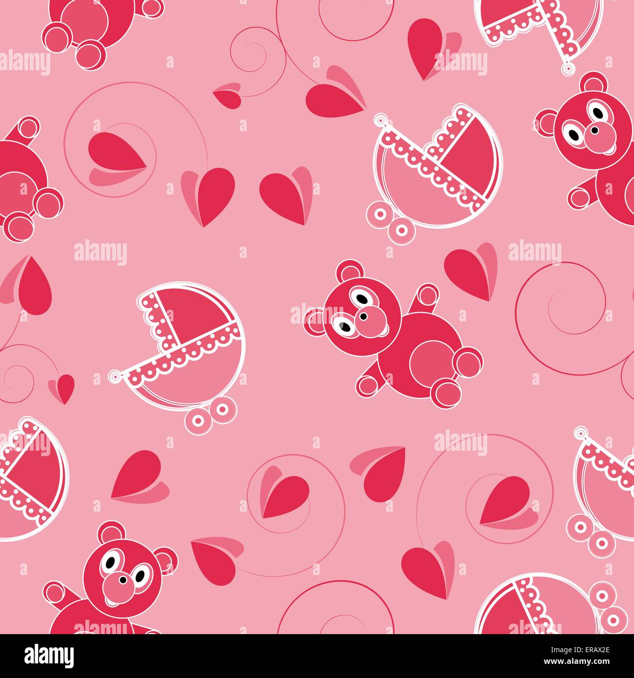 Children pink abstract seamless pattern on pink background Stock Vector