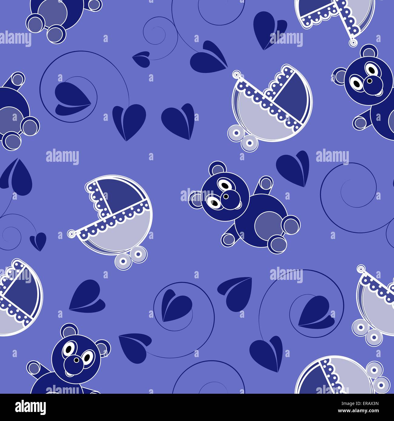 Children abstract seamless pattern on a blue background Stock Vector