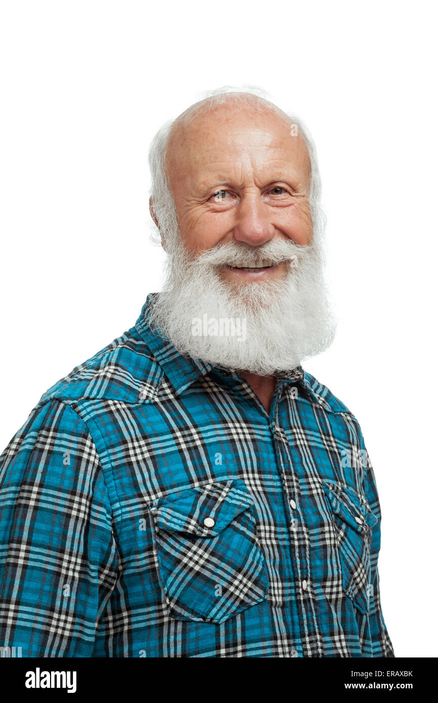 Ritratto in studio di un senior hipster con una lunga barba bianca Foto  stock - Alamy