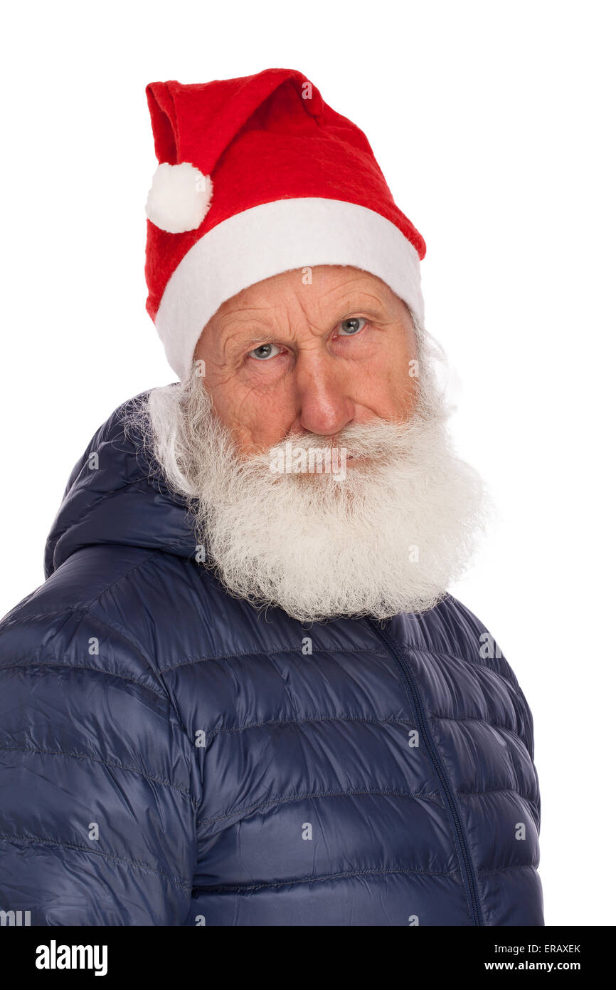 Portrait of Santa Claus in studio on white background Stock Photo