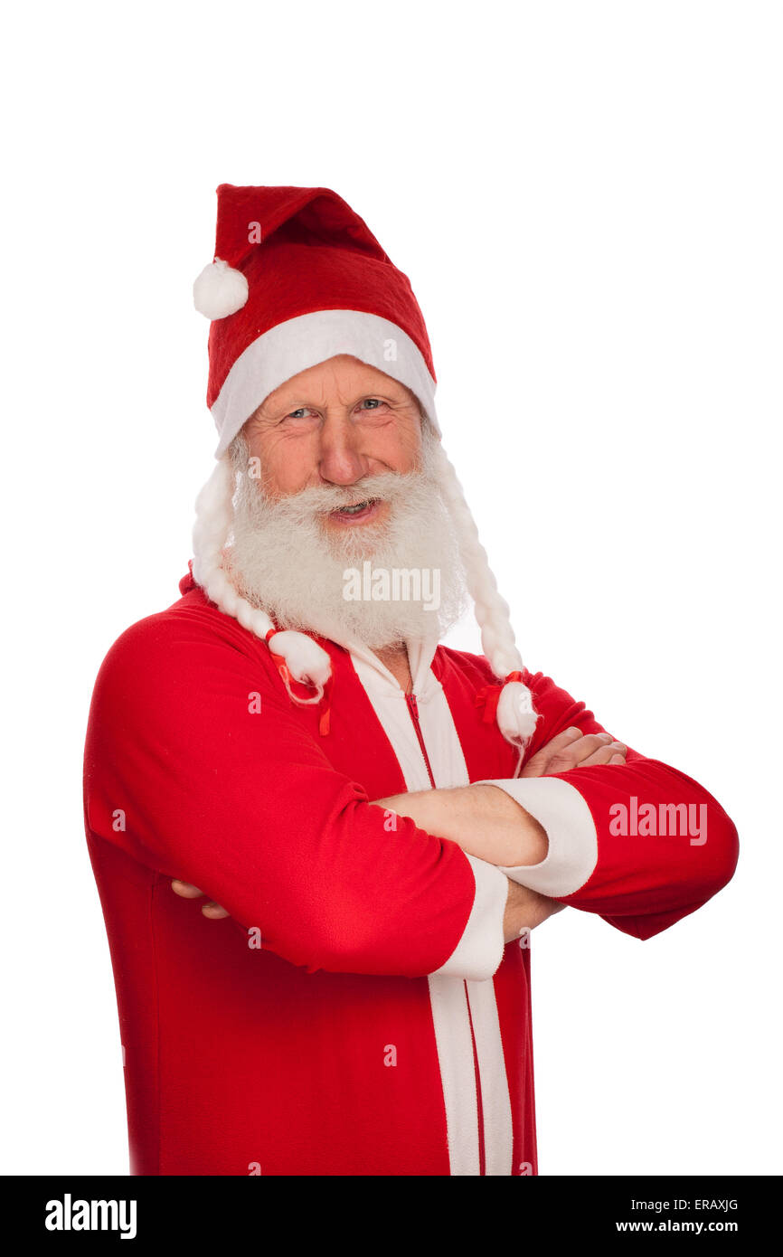 Portrait of Santa Claus in studio on white background Stock Photo - Alamy