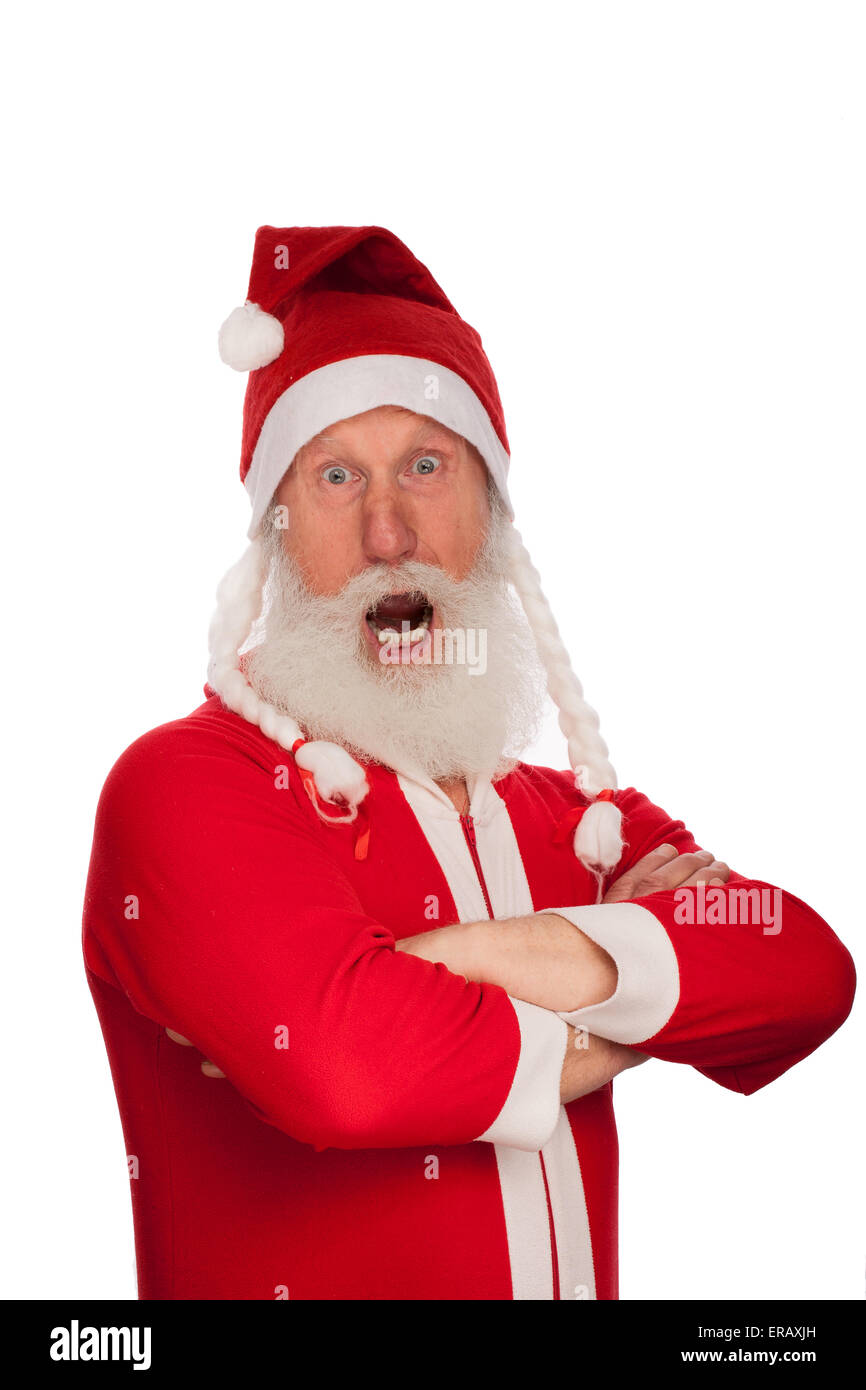 Portrait of Santa Claus in studio on white background Stock Photo - Alamy