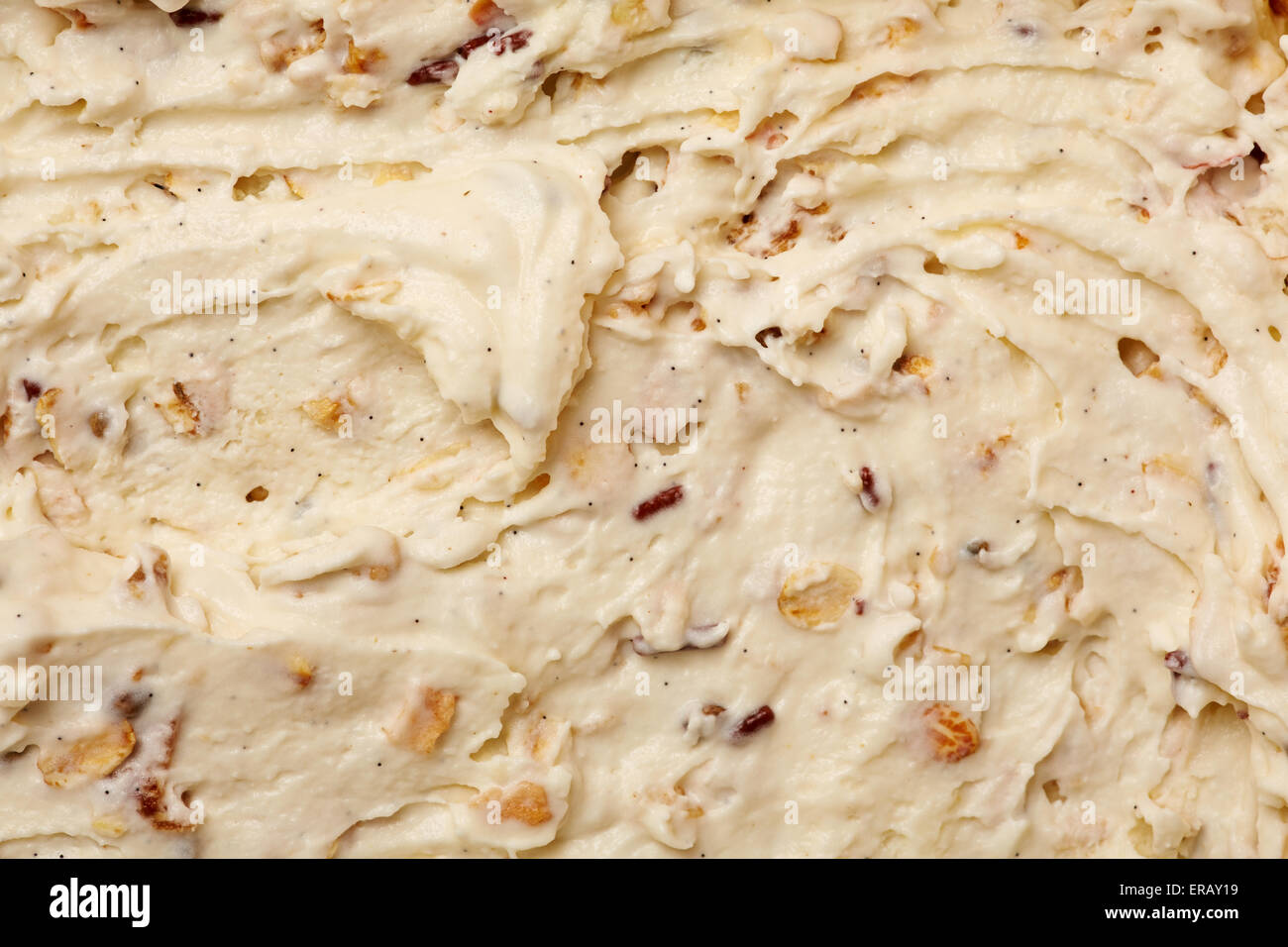 Texture of granola ice cream as background from above Stock Photo