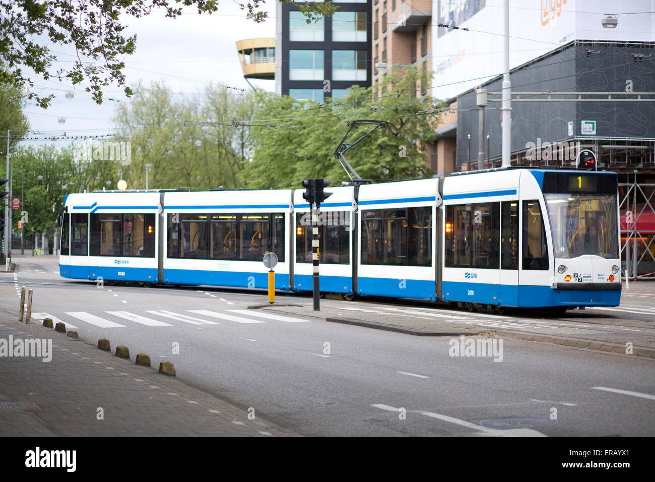 Amsterdam tram line 1 Stock Photo