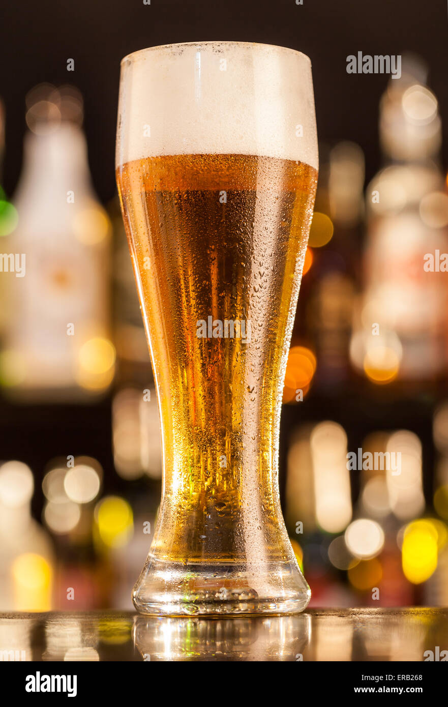 Jug of beer placed on bar counter Stock Photo Alamy