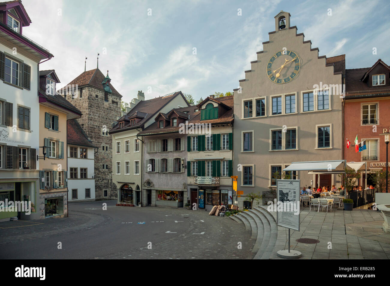 Spring afternoon in the historic town of Brugg, Switzerland. Stock Photo