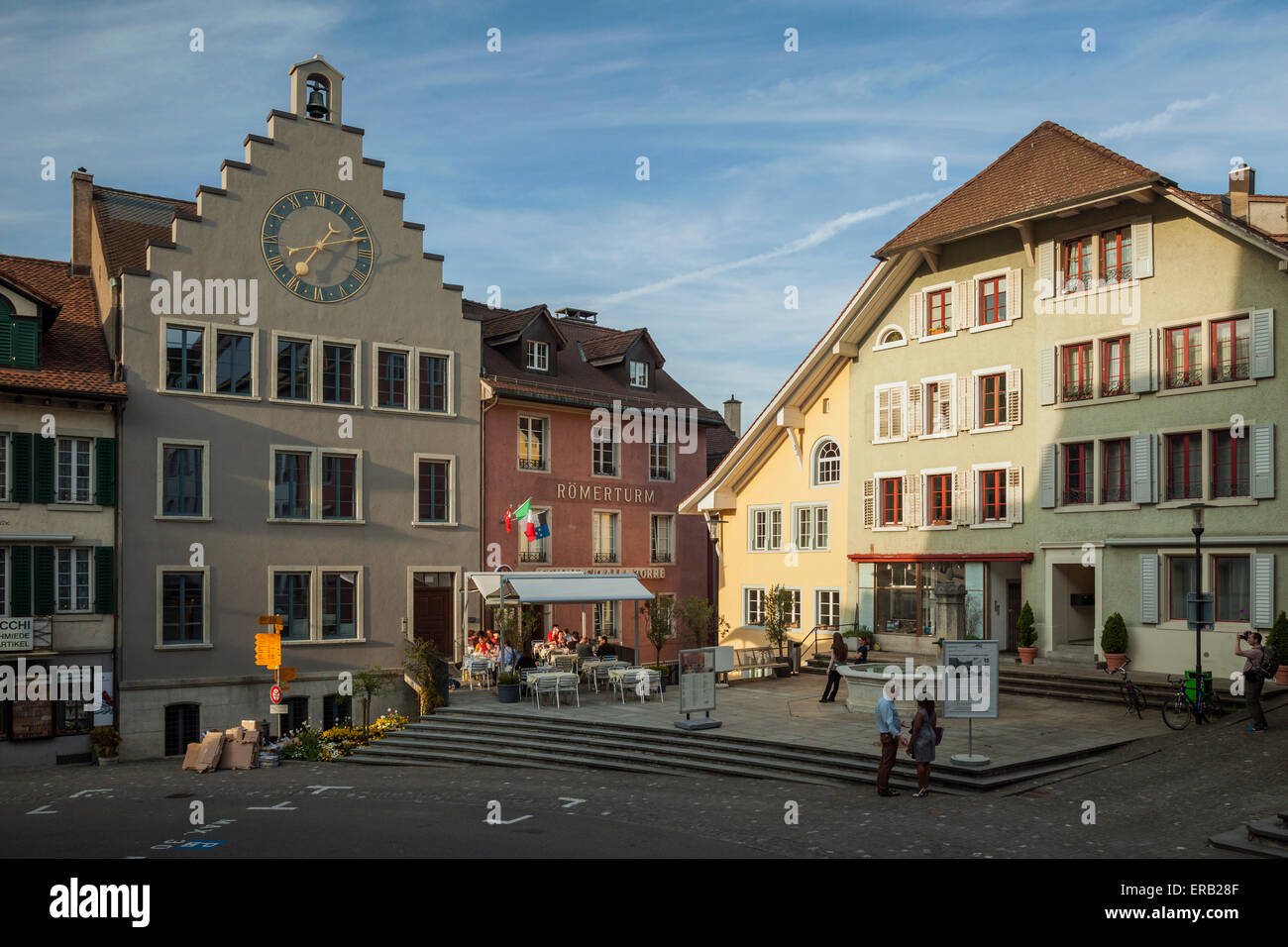 Spring afternoon in the historic town of Brugg, Switzerland. Stock Photo