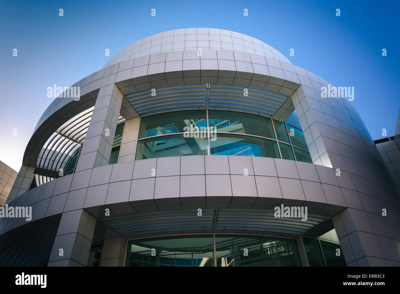 Modern exterior of the Getty Center, in Brentwood, Los Angeles, California. Stock Photo