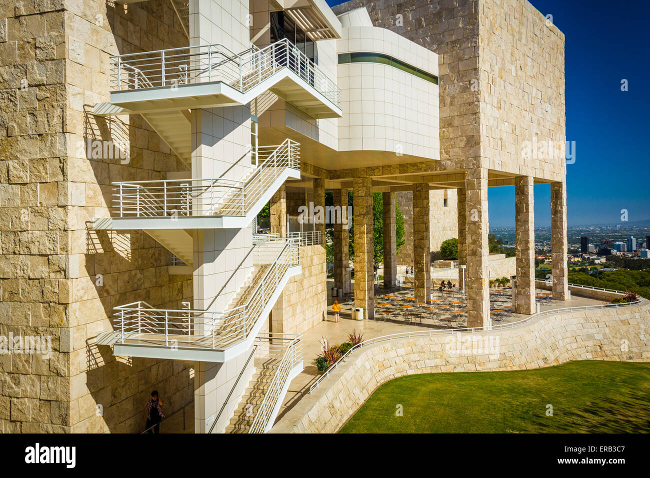 Modern exterior of the Getty Center, in Brentwood, Los Angeles, California. Stock Photo