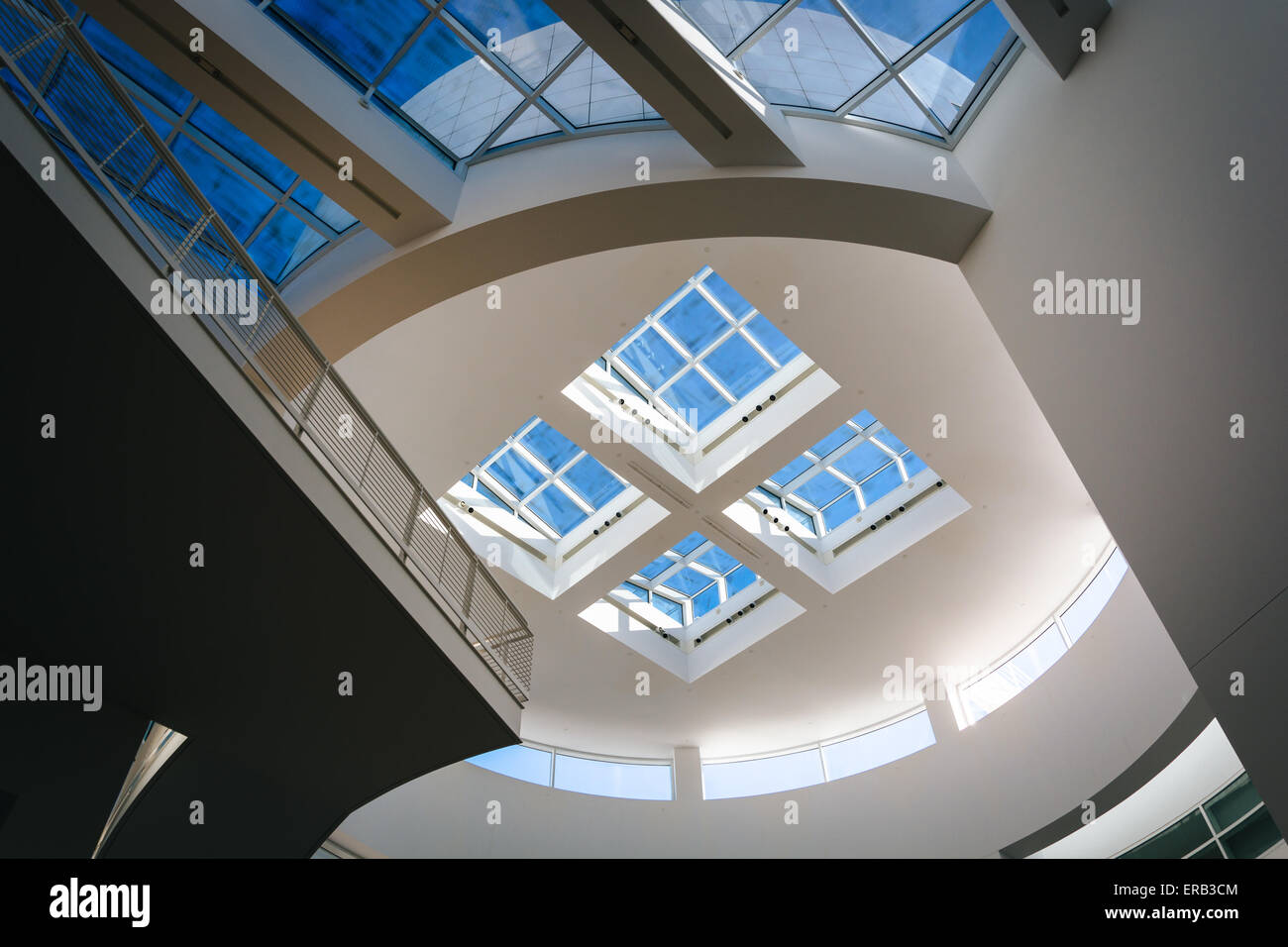 Modern interior architecture at the Getty Center in Brentwood, California. Stock Photo