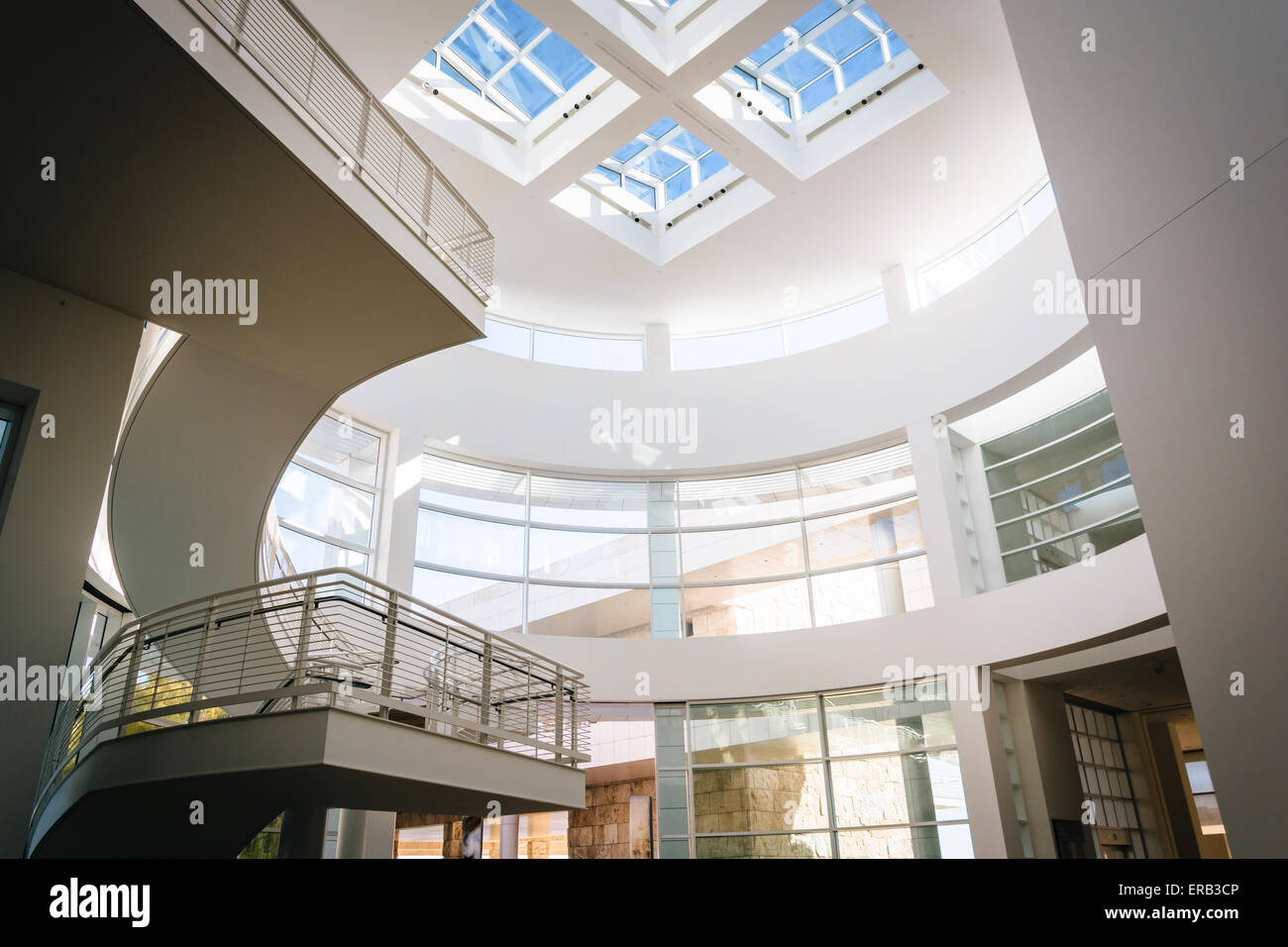 Modern interior architecture at the Getty Center in Brentwood, California. Stock Photo