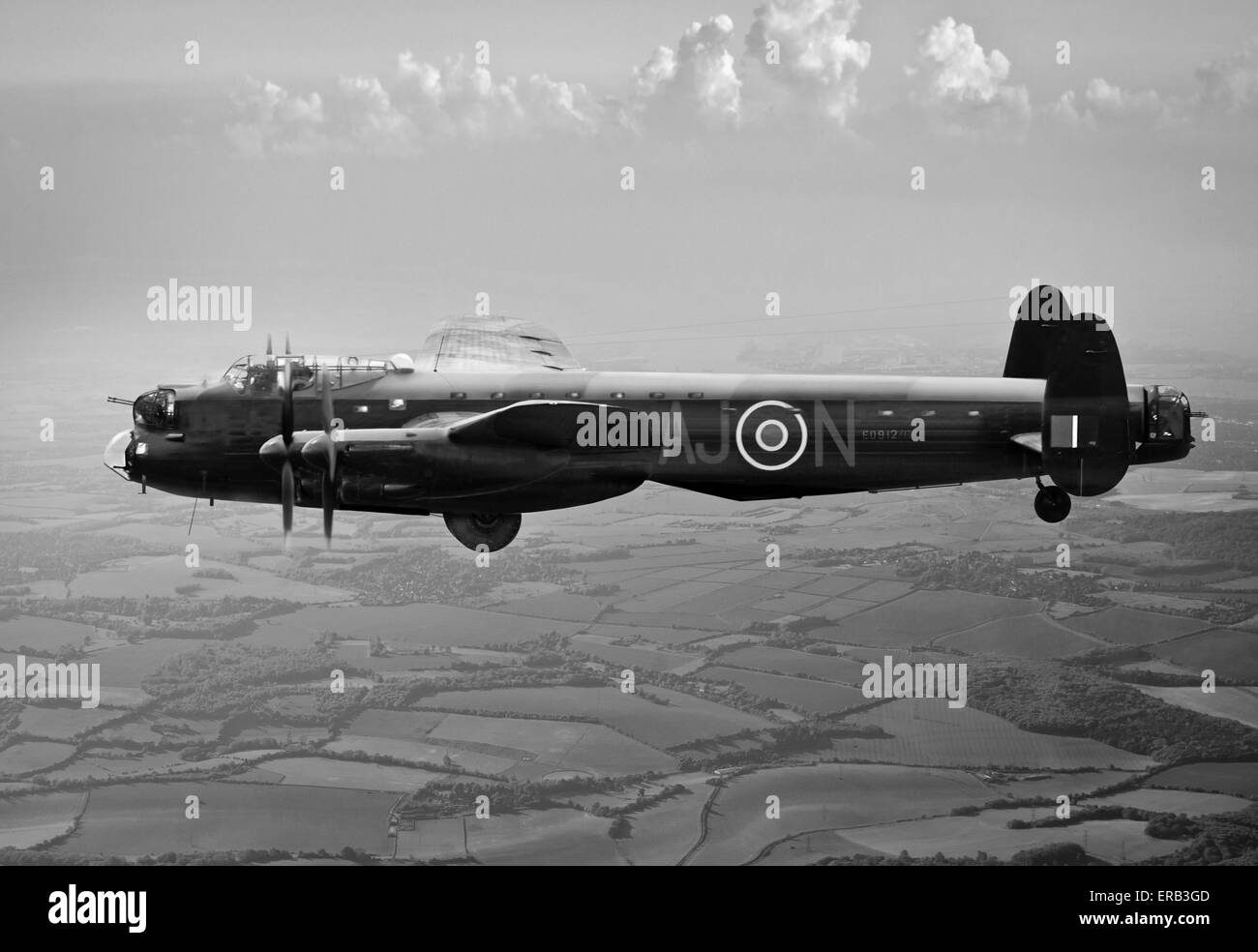 A specially adapted 'Dambuster' Lancaster bomber, Type 464 (Provisioning), ED912/G, coded AJ-N, as flown by Les Knight. Stock Photo