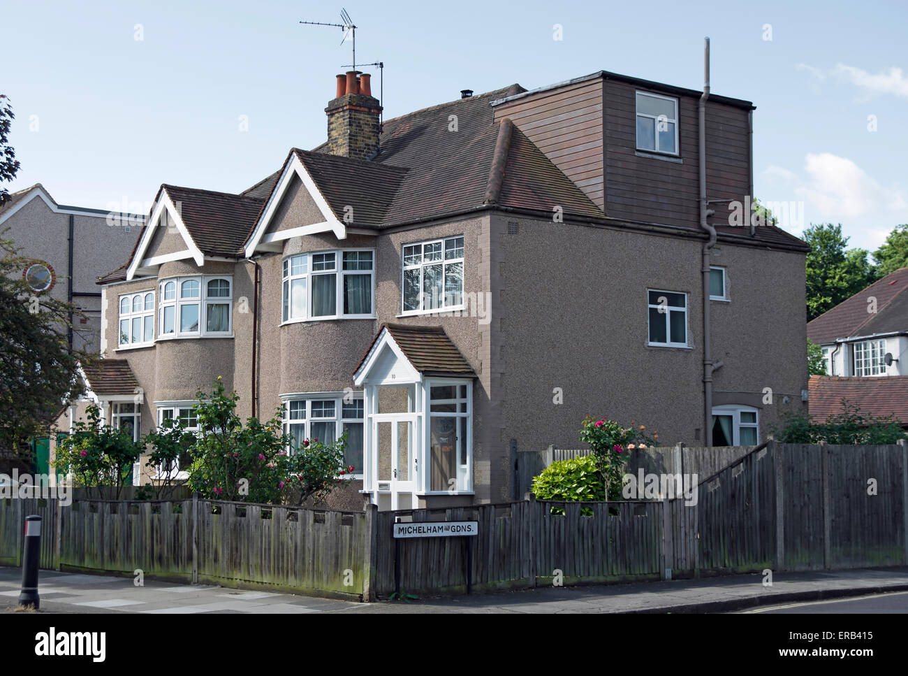 semi detahced houses with pebble dash exteriors, in twickenham, middlesex, england Stock Photo