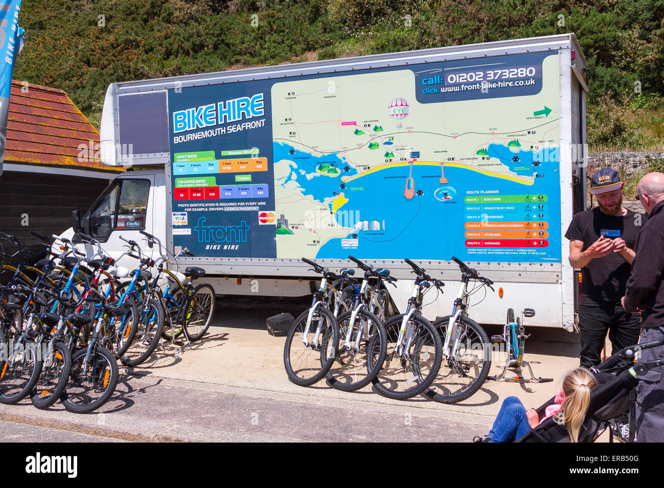 Cycle Hire on Bournemouth Seafront Stock Photo Alamy