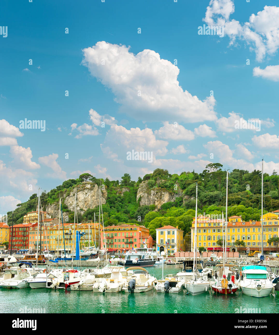 Port of Nice city, France, Provence, French riviera, Mediterranean sea Stock Photo