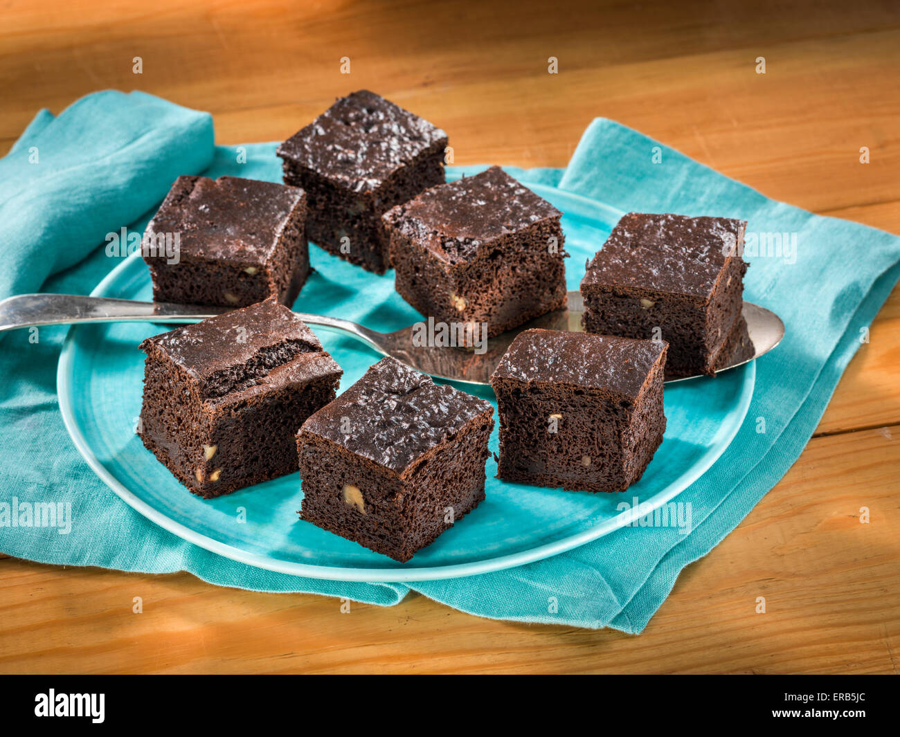 Vegan low fat chocolate brownies Stock Photo
