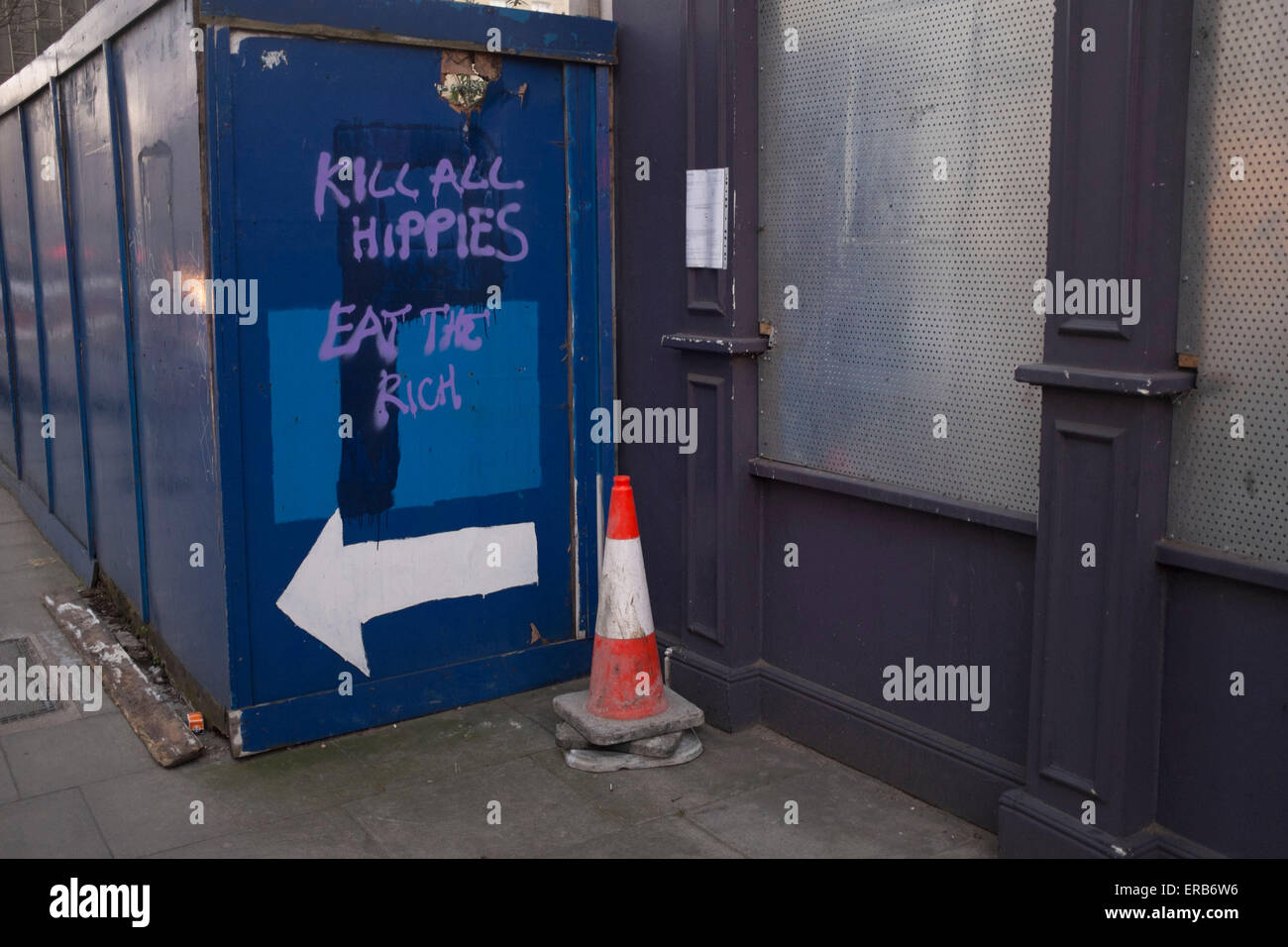 Kill All Hippies Eat The Rich Graffiti In London Uk Slogans Of Social Comment Stock Photo Alamy