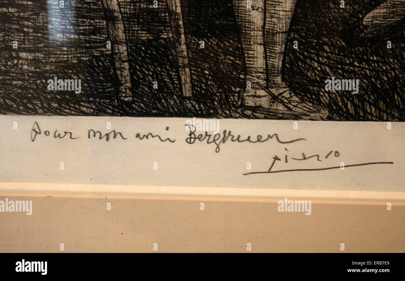 'Pour mon ami Berggruen - Picasso' - 'Fuer meinen Freund Berggruen - Picasso' - persoenliche Widmung an seinen Freund und Galeri Stock Photo