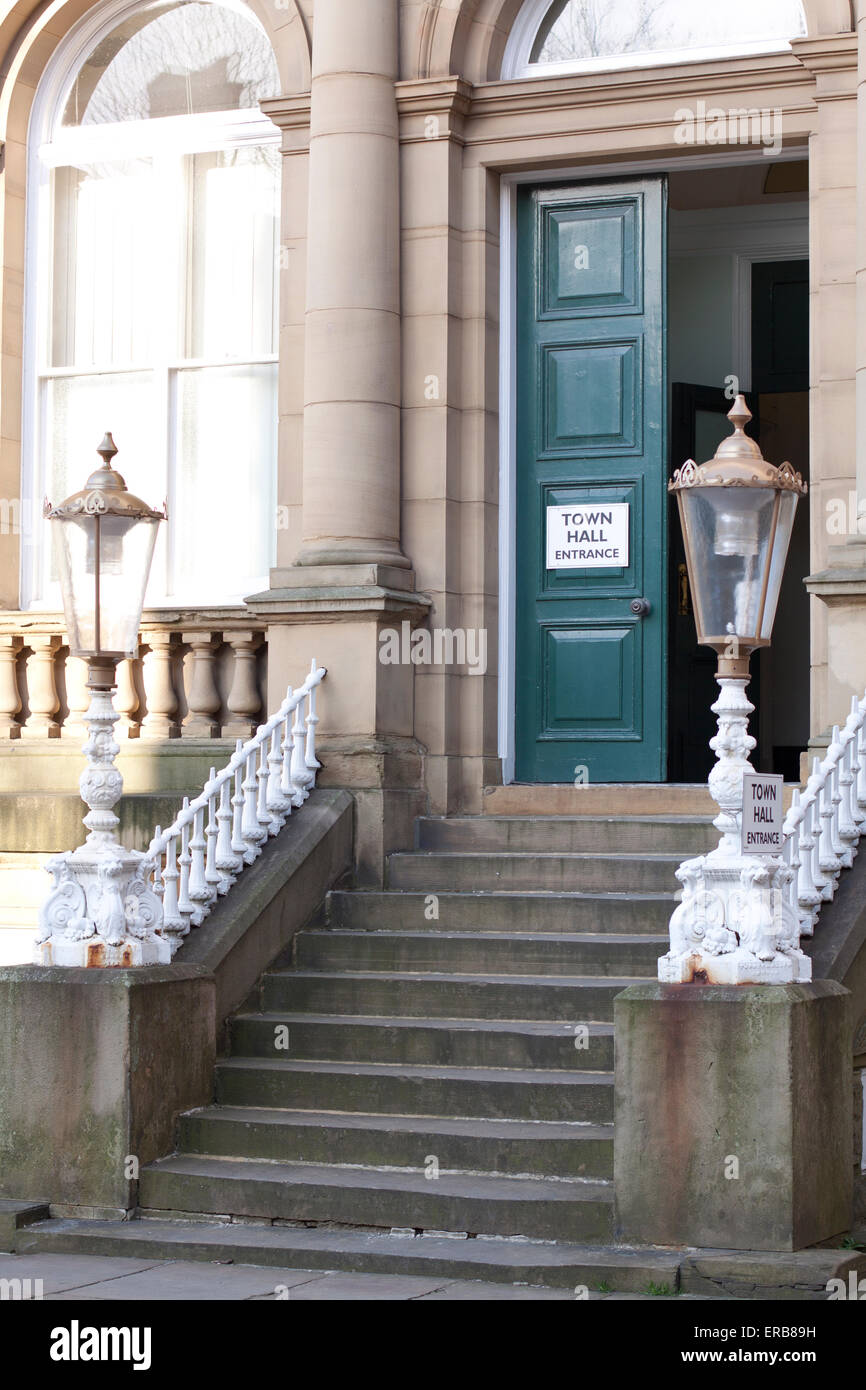 Entrance to Halifax town hall building Stock Photo