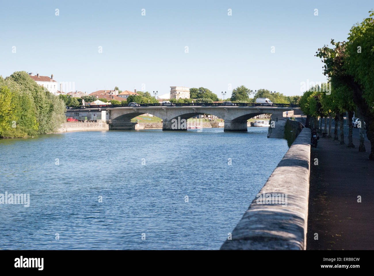 France Charente Maritime Saintonge region Saintes view of the town from the banks of the Charente river Stock Photo