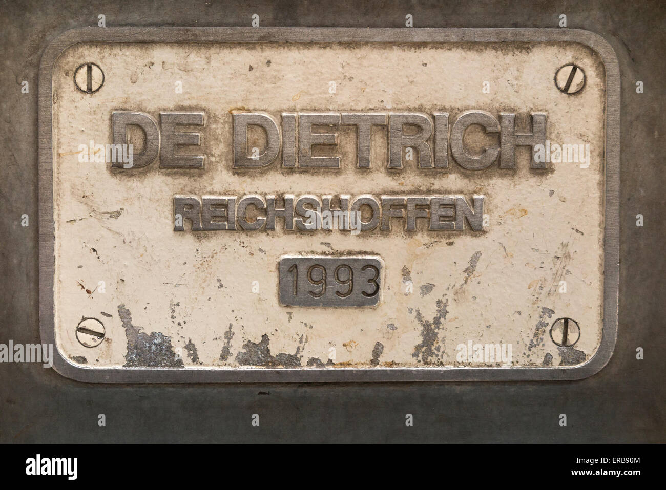 De Dietrich Reichshoffen 1993 manufacturer's plaque on a Eurostar train at  Gare Du Nord International station. Paris France Stock Photo - Alamy