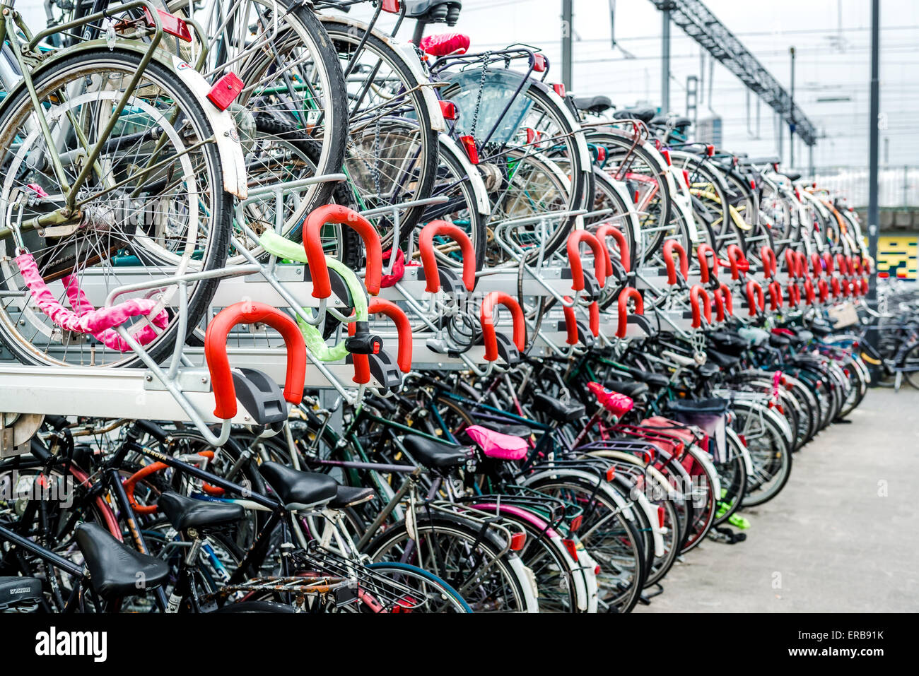 Bicycle parking area Stock Photo