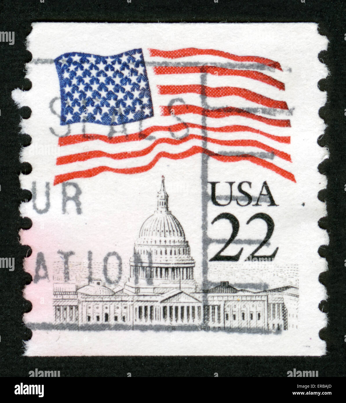 US postage stamp, American flag Stock Photo Alamy