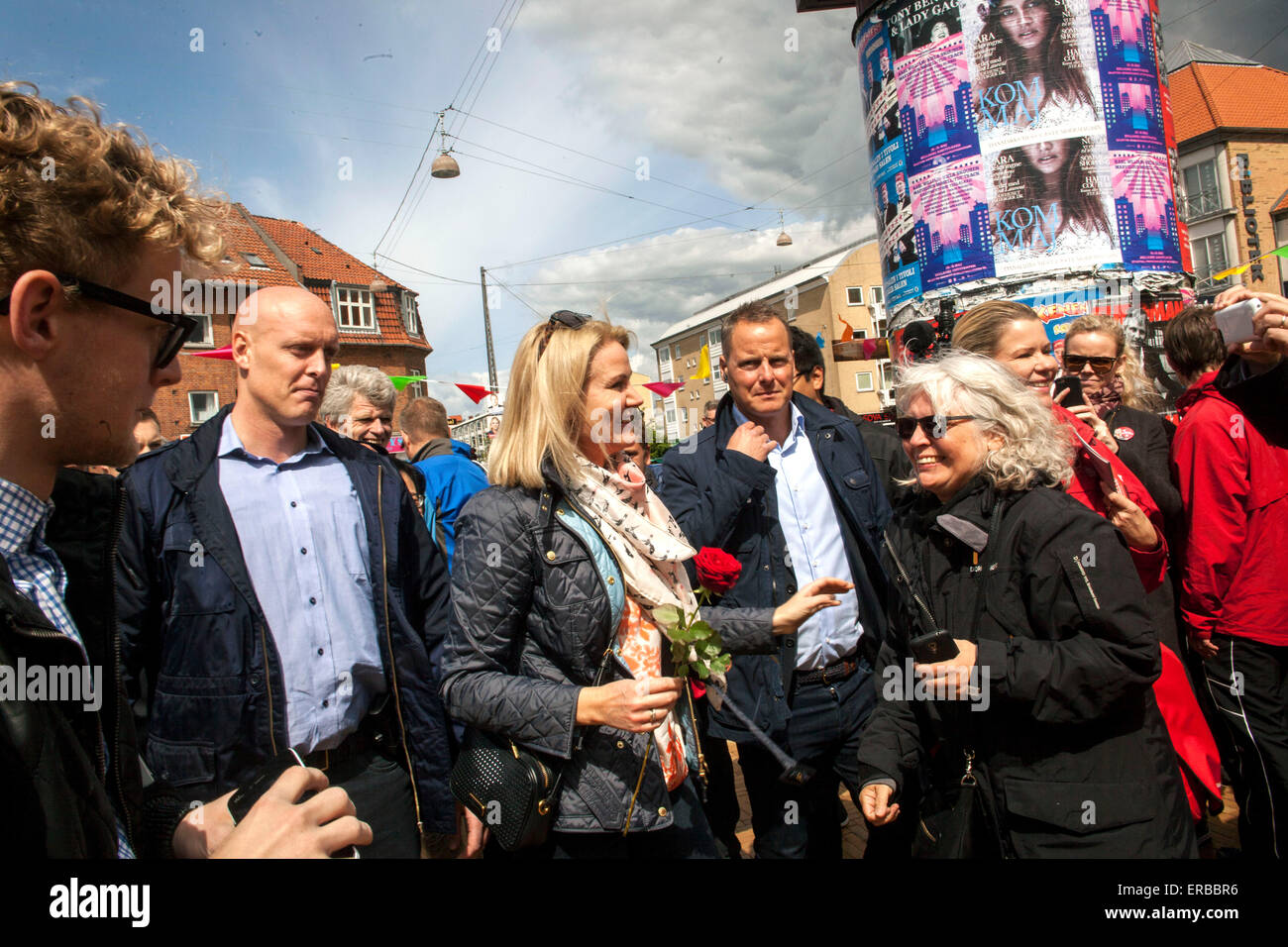 Broenshoej, Denmark, May 31st, 2015: Danish PM, Helle Thorning-Schmidt, (Soc. Dem.) meets electors in Broenshoej near Copenhagen this Sunday afternoon Stock Photo