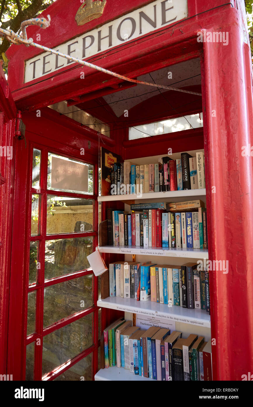 The Thurlestone book exchange, located in an old telephone box in the
