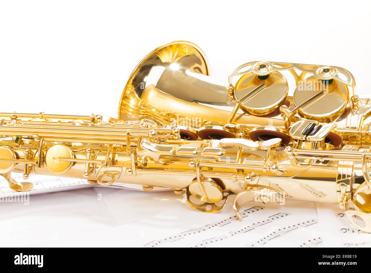Beautiful golden alto saxophone view Stock Photo
